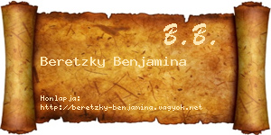 Beretzky Benjamina névjegykártya
